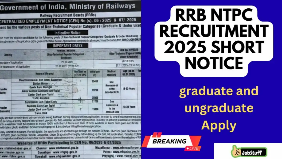 rrb ntpc recruitment 2025 short notice