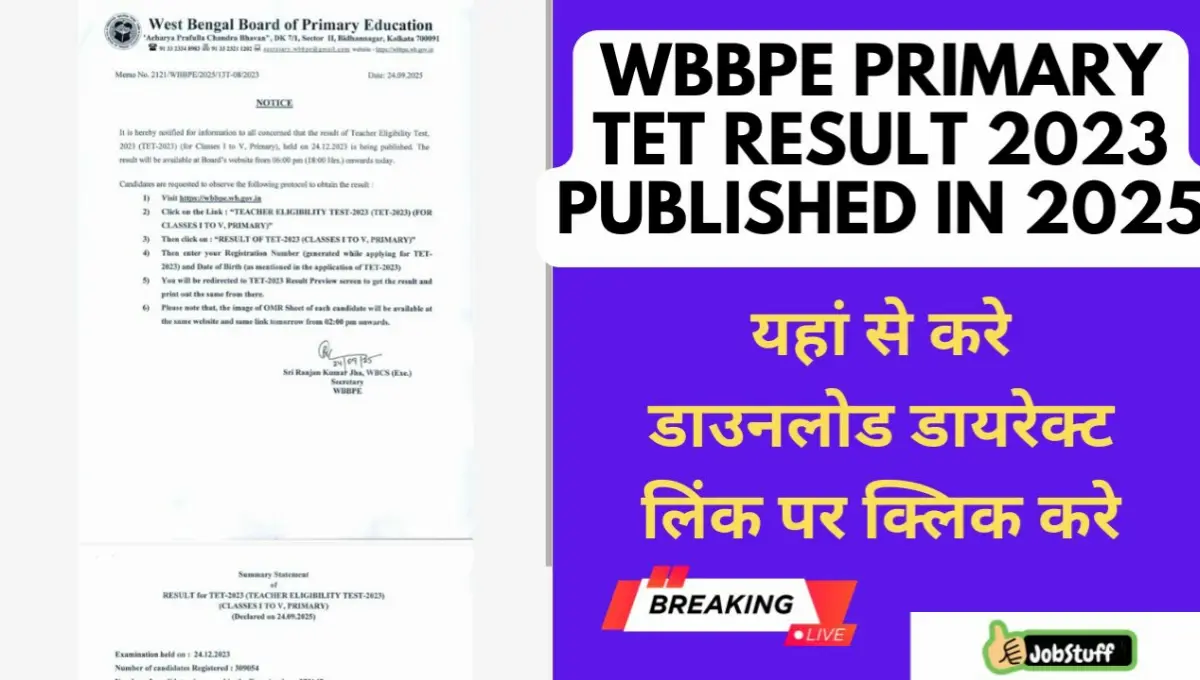 wbbpe primary tet result 2023 published in 2025